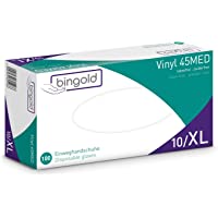 BINGOLD Guantes de vinilo desechables 45MED transparentes- talla XL- 100 unidades